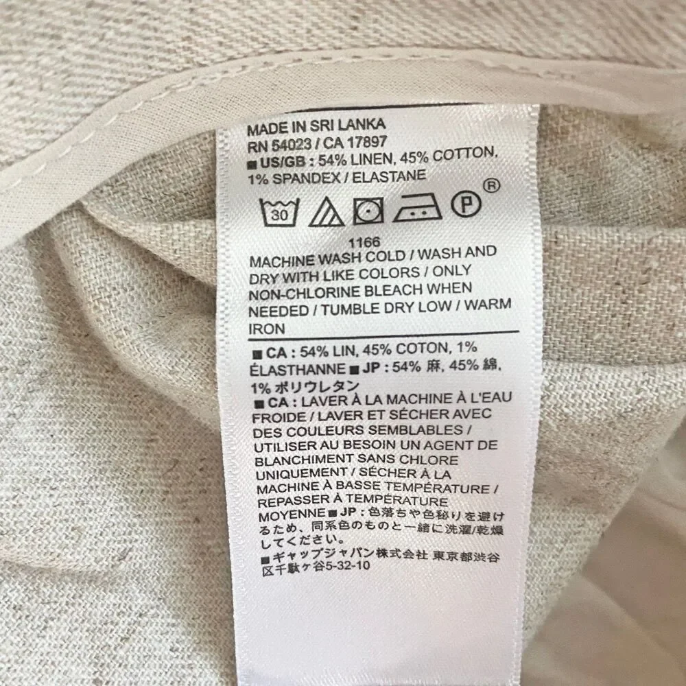 Banana Republic Linen Blend Palazzo Pants Size 12 Flax Neutral Pockets Pleated